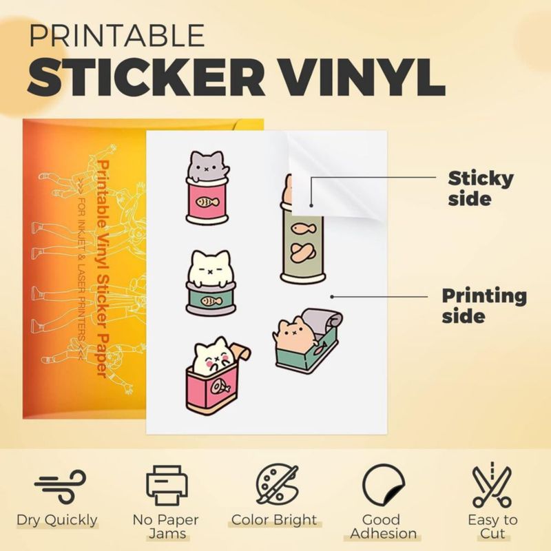 Papel adhesivo HTVRONT mate blanco – 55 hojas (21 × 28 cm)