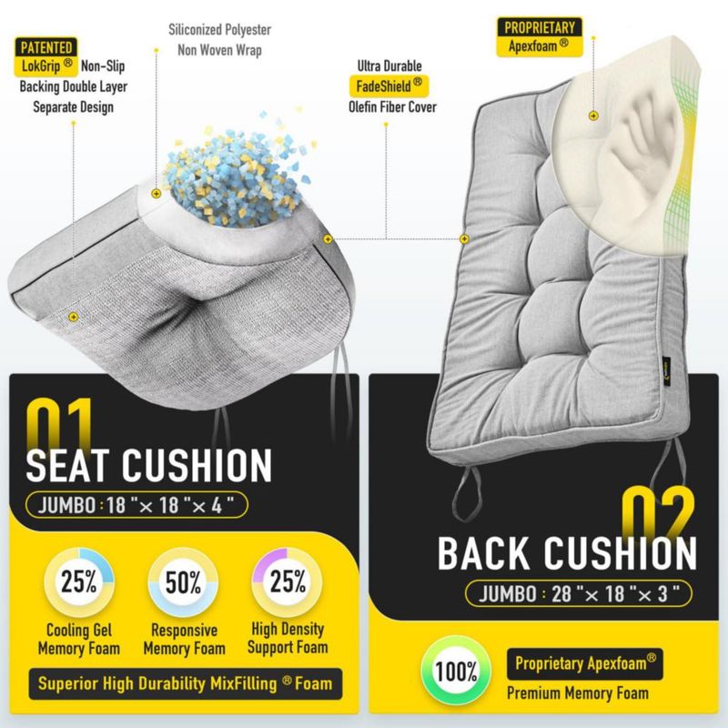 Almohadillas SUNROX para silla mecedora – juego de 2 piezas gris jaspeado