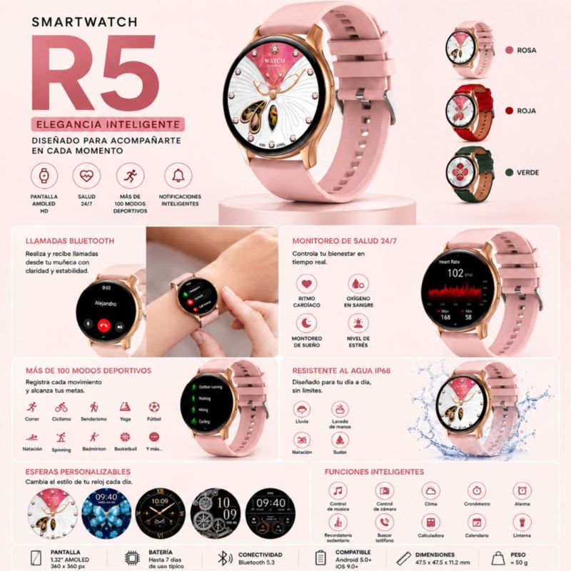 Smartwatch G‑Tide R5 + Audífonos HH More Mini T‑35