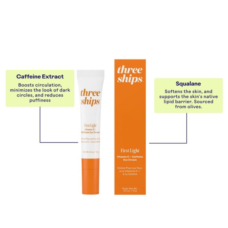 Crema para el Contorno de Ojos Three Ships 15 g Vitamina C + Cafeína