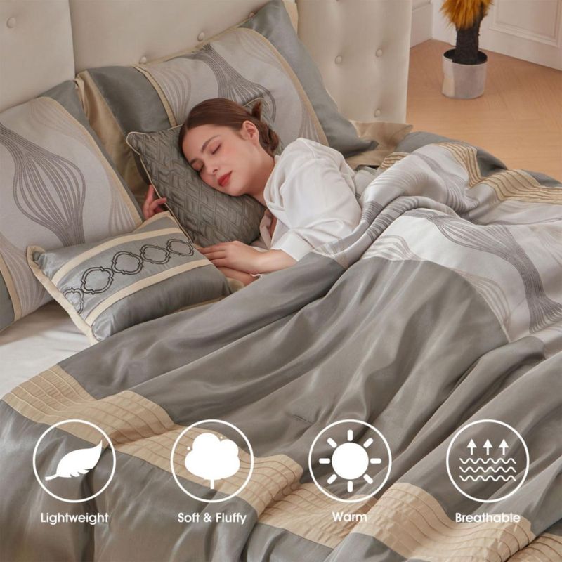 Juego de cama LANCO MODERN LIFESTYLE King de 7 piezas Gris Oro