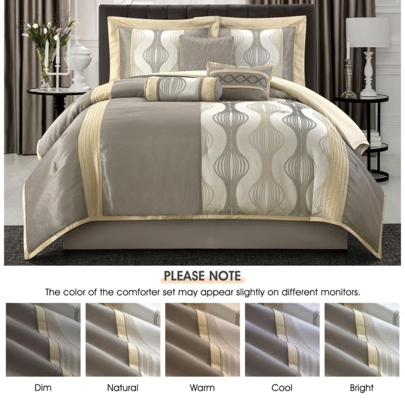 Juego de cama LANCO MODERN LIFESTYLE King de 7 piezas Gris Oro