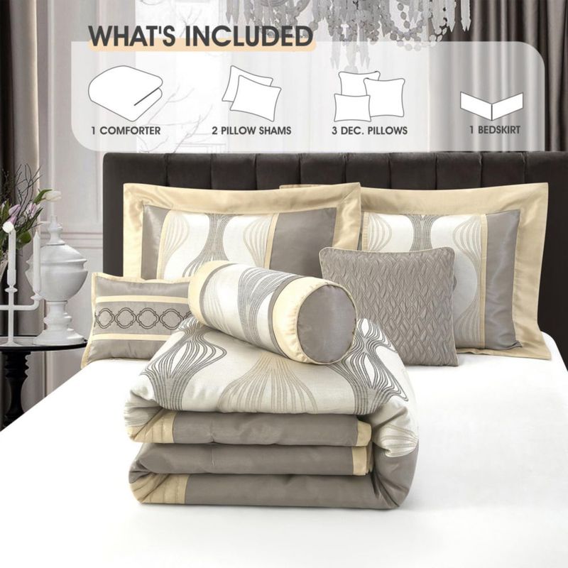 Juego de cama LANCO MODERN LIFESTYLE King de 7 piezas Gris Oro