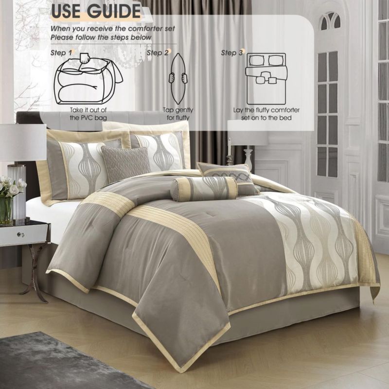 Juego de cama LANCO MODERN LIFESTYLE King de 7 piezas Gris Oro