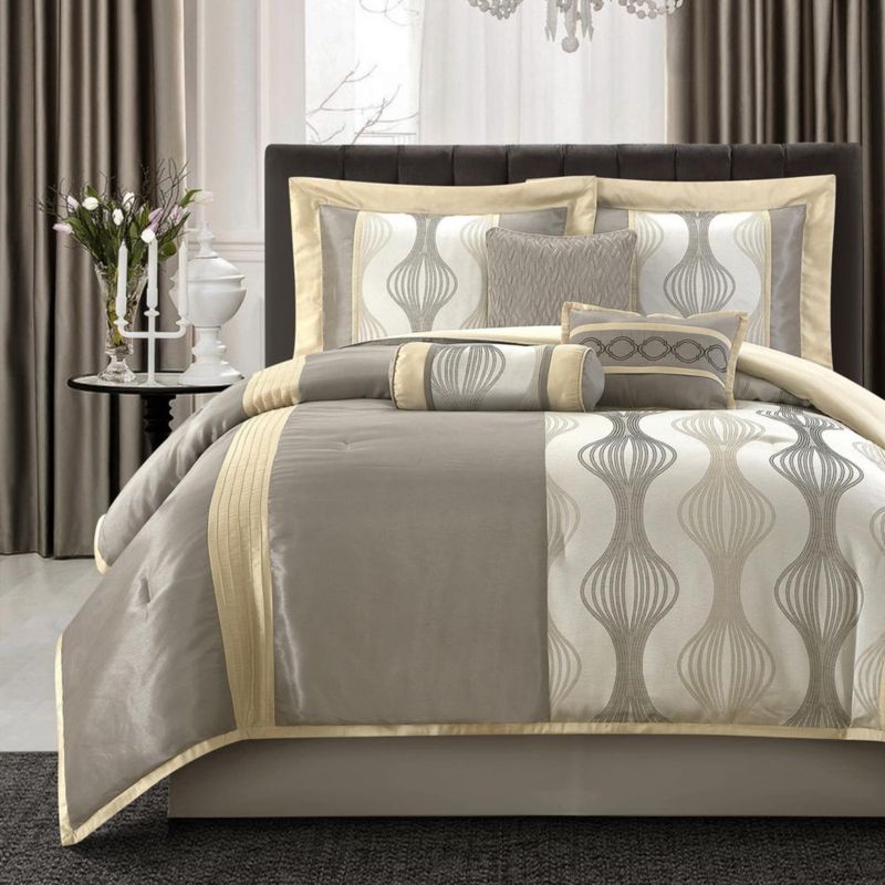 Juego de cama LANCO MODERN LIFESTYLE King de 7 piezas Gris Oro
