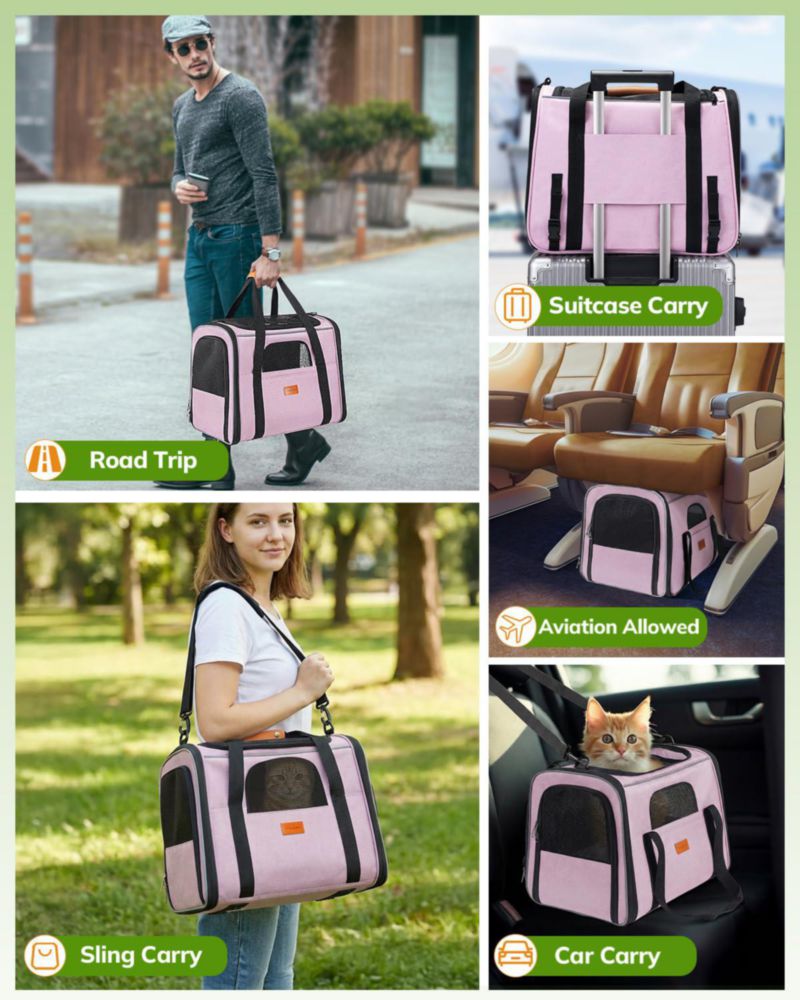 Transportín para gatos morpilot grande 44x31x34 cm suave y de viaje