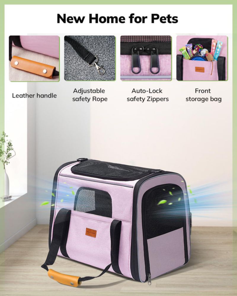 Transportín para gatos morpilot grande 44x31x34 cm suave y de viaje
