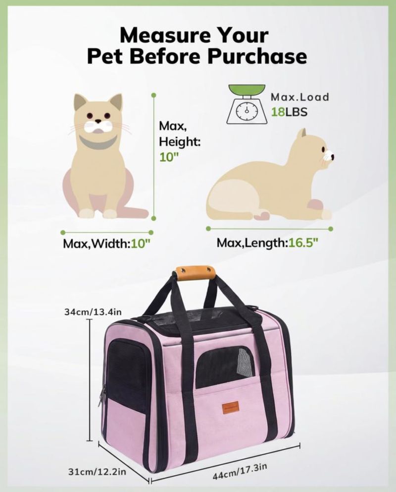 Transportín para gatos morpilot grande 44x31x34 cm suave y de viaje