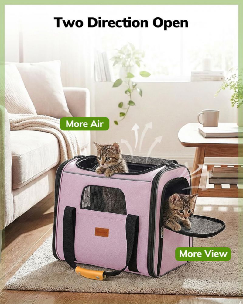 Transportín para gatos morpilot grande 44x31x34 cm suave y de viaje