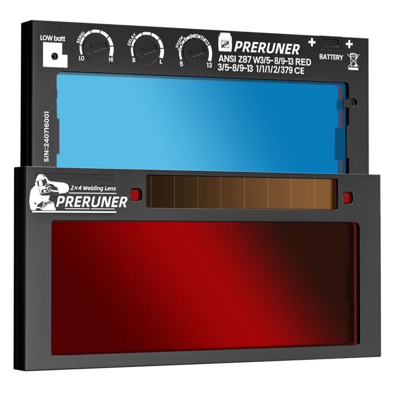 Lente de soldadura Preruner Flex Series 2x4‑1/4 Sombra roja 5‑13 Auto