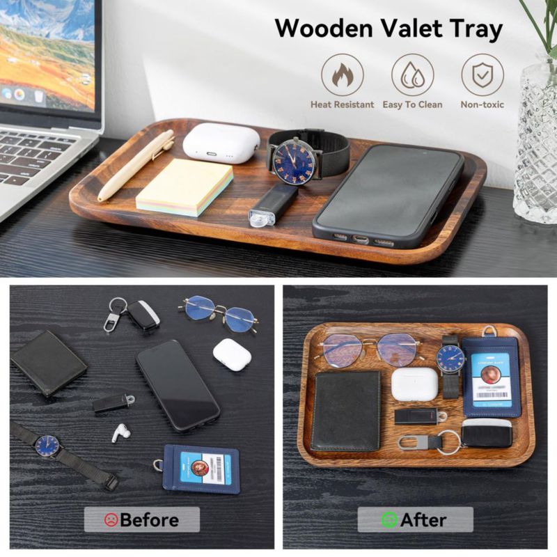 Bandeja Velinjowy 30 × 20 × 2 cm de madera de acacia – paquete de 2
