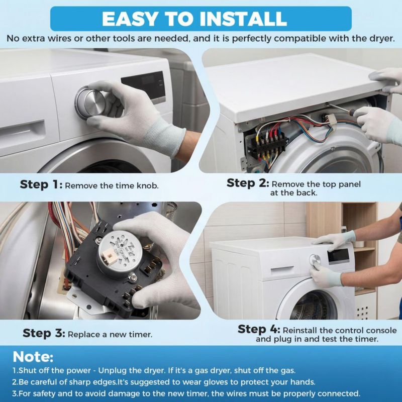 Temporizador de secadora TOVEN-RV WPW10185992 115V 60Hz