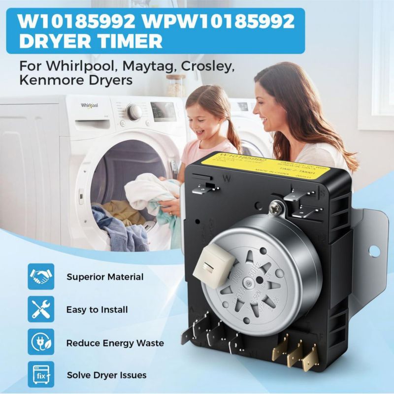 Temporizador de secadora TOVEN-RV WPW10185992 115V 60Hz