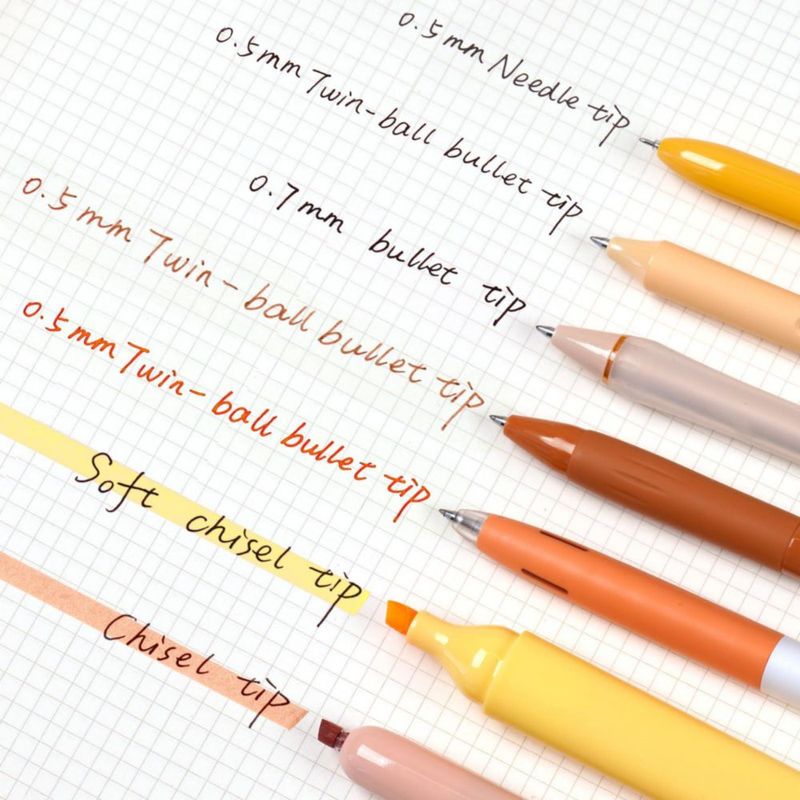 Set de 7 bolígrafos de gel WRITECH Naranja 05 y 07 mm