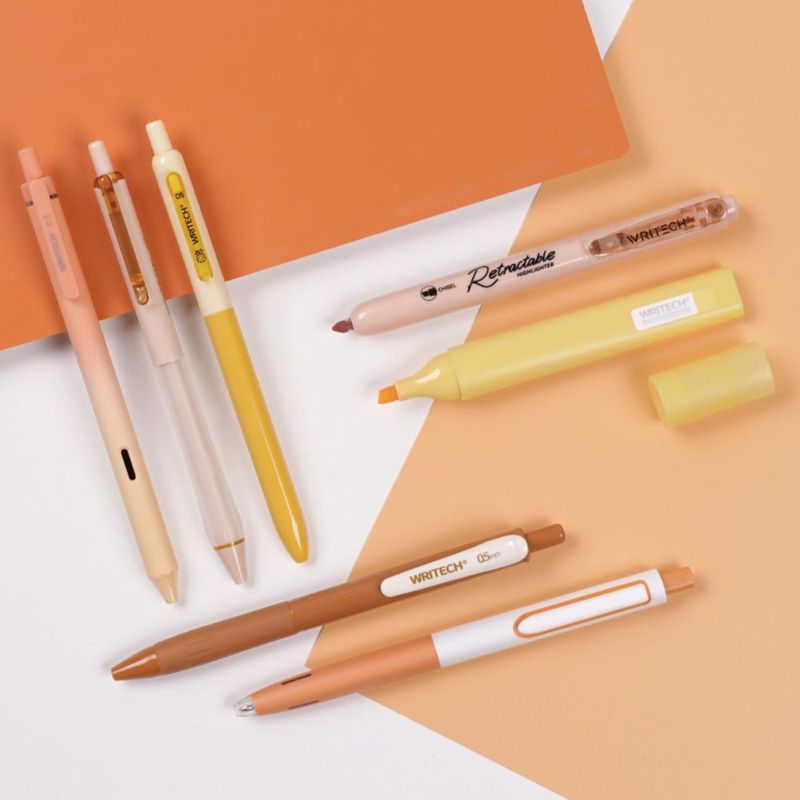 Set de 7 bolígrafos de gel WRITECH Naranja 05 y 07 mm