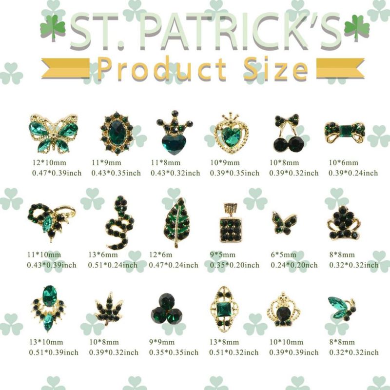 Encantos para uñas WEILUSI 30 piezas verde esmeralda con strass