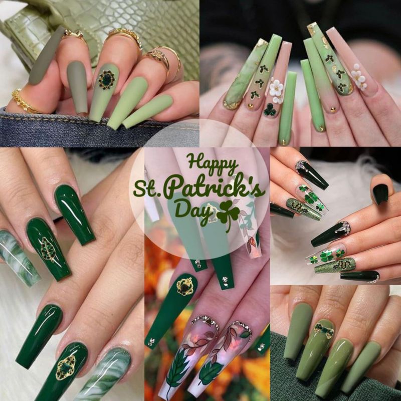 Encantos para uñas WEILUSI 30 piezas verde esmeralda con strass