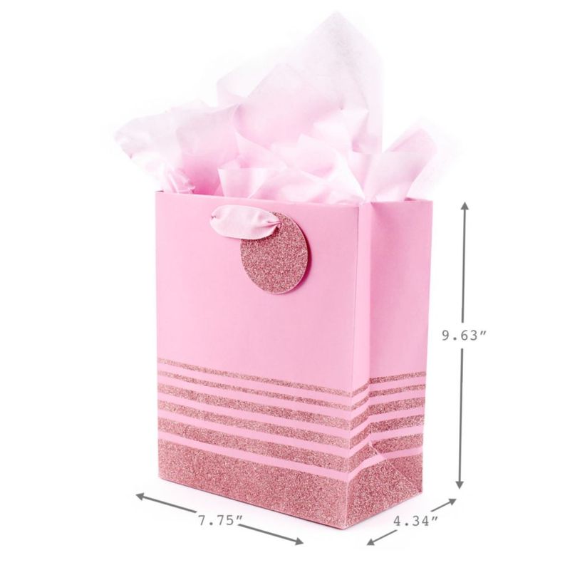 Bolsa de Regalo Hallmark 23 cm con Rayas de Purpurina Rosa y Papel de Seda