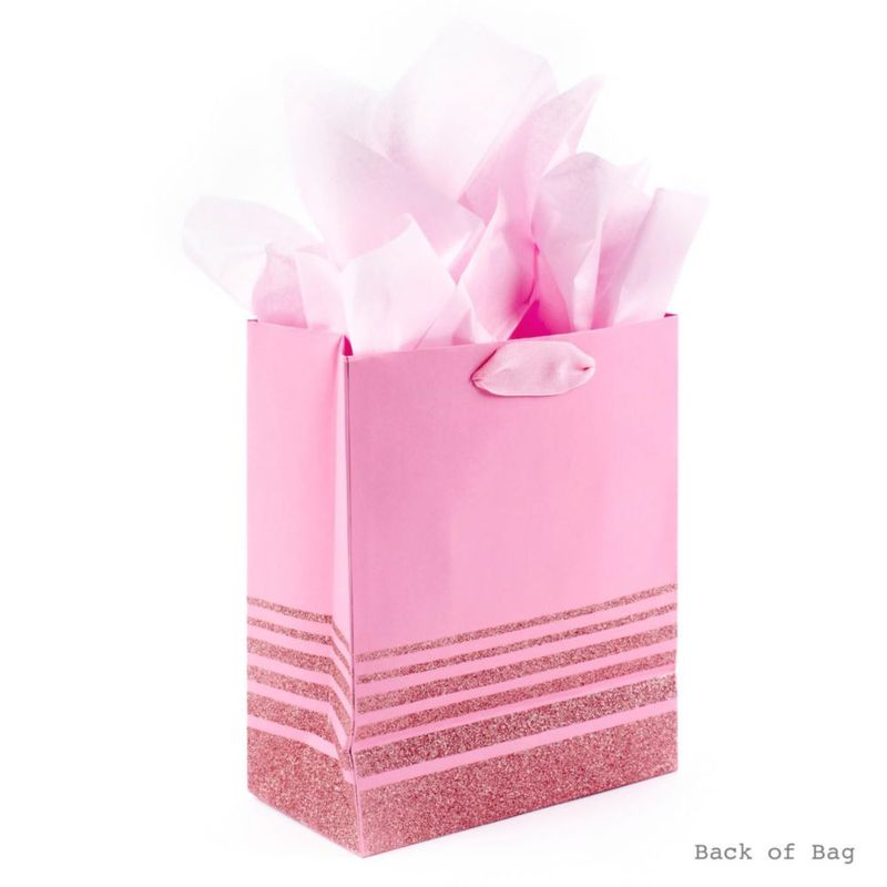 Bolsa de Regalo Hallmark 23 cm con Rayas de Purpurina Rosa y Papel de Seda
