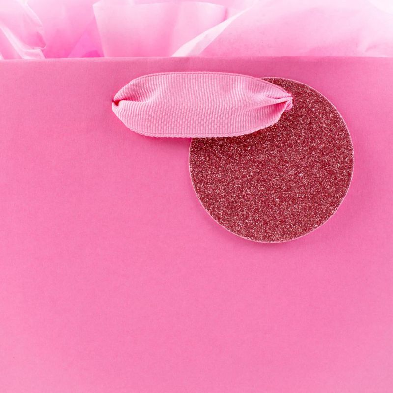 Bolsa de Regalo Hallmark 23 cm con Rayas de Purpurina Rosa y Papel de Seda