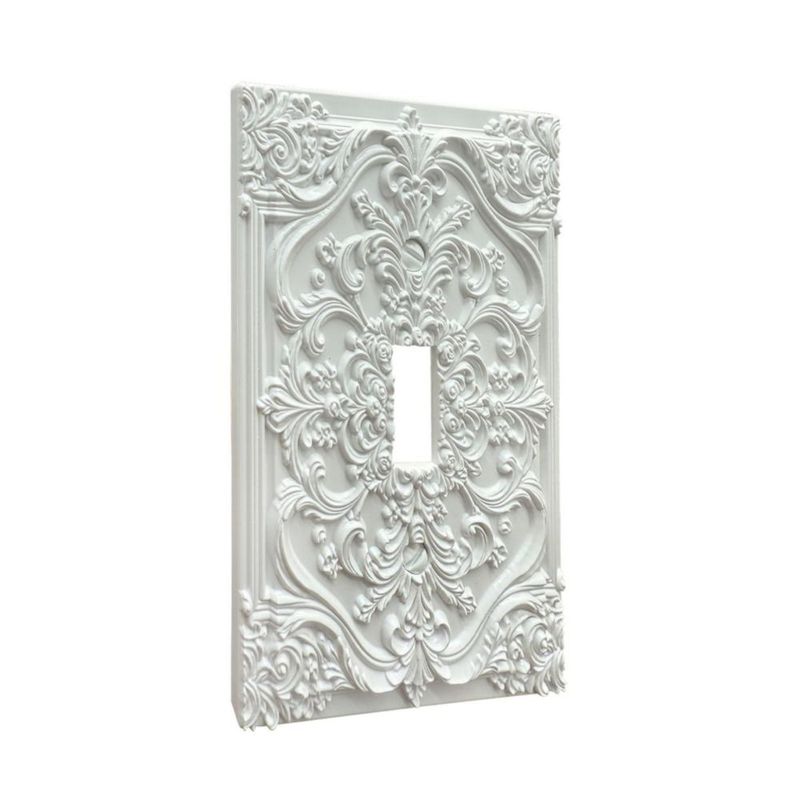 Placa de Pared Spshian 3D Floral Blanca de 1 Botón