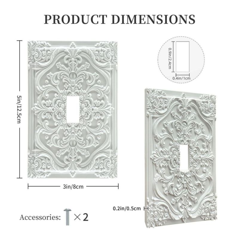 Placa de Pared Spshian 3D Floral Blanca de 1 Botón