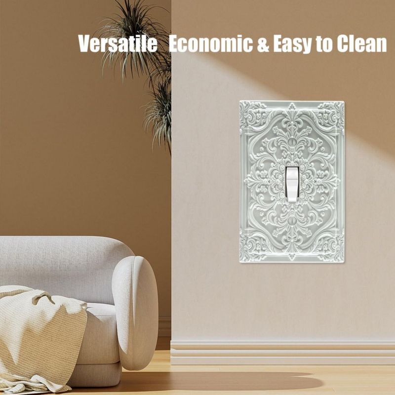 Placa de Pared Spshian 3D Floral Blanca de 1 Botón