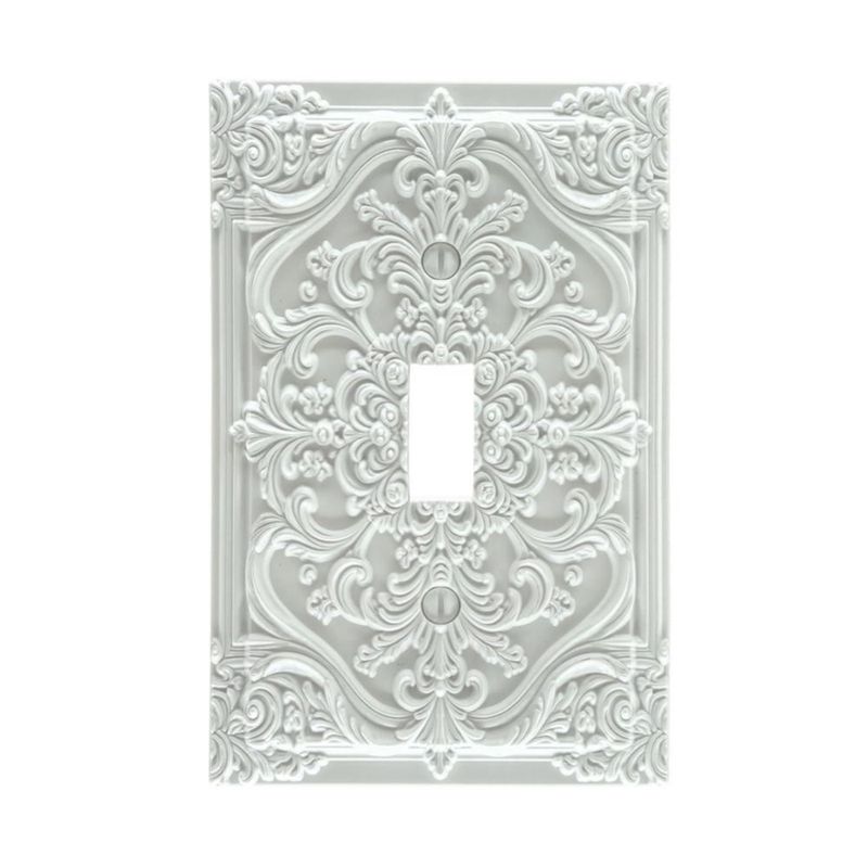 Placa de Pared Spshian 3D Floral Blanca de 1 Botón