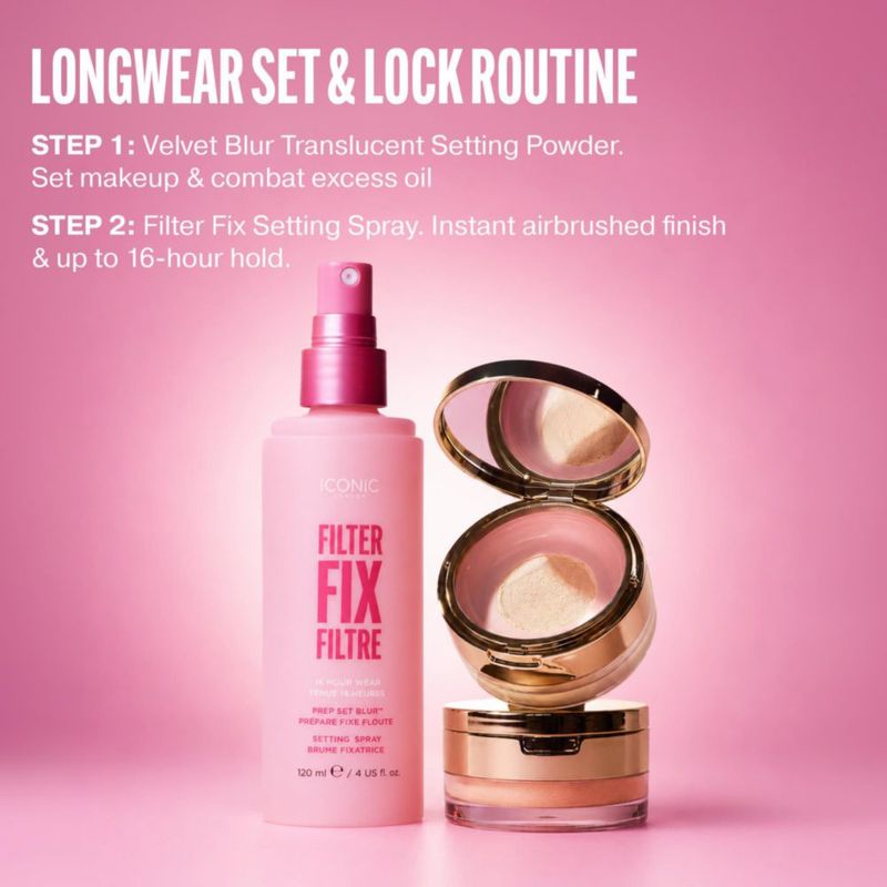 Spray fijador de maquillaje ICONIC LONDON 120 ml 16 horas de duración