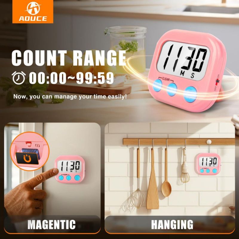 Temporizador digital de cocina AOUCE 2 unidades rosa