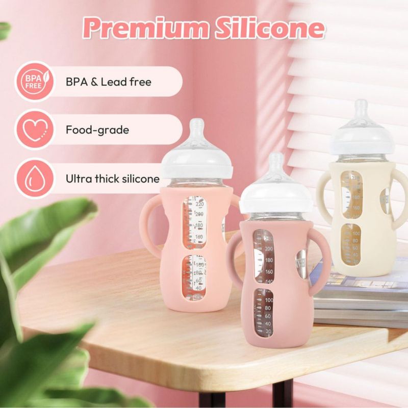 Funda de silicona MINMUNJIU 240 ml (Pack de 3) para biberones de vidrio Philips Avent