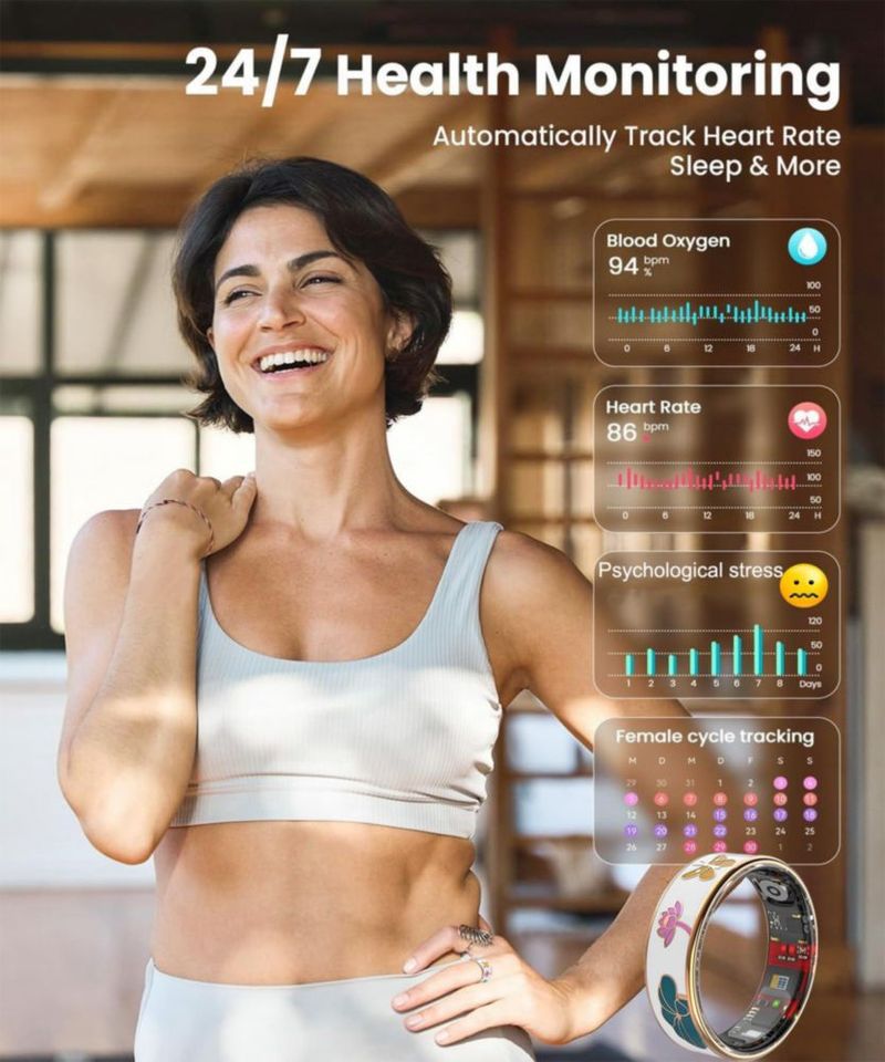 Anillo Inteligente TESKKR para Mujer - Tracker de Fitness 4‑5 g IP68