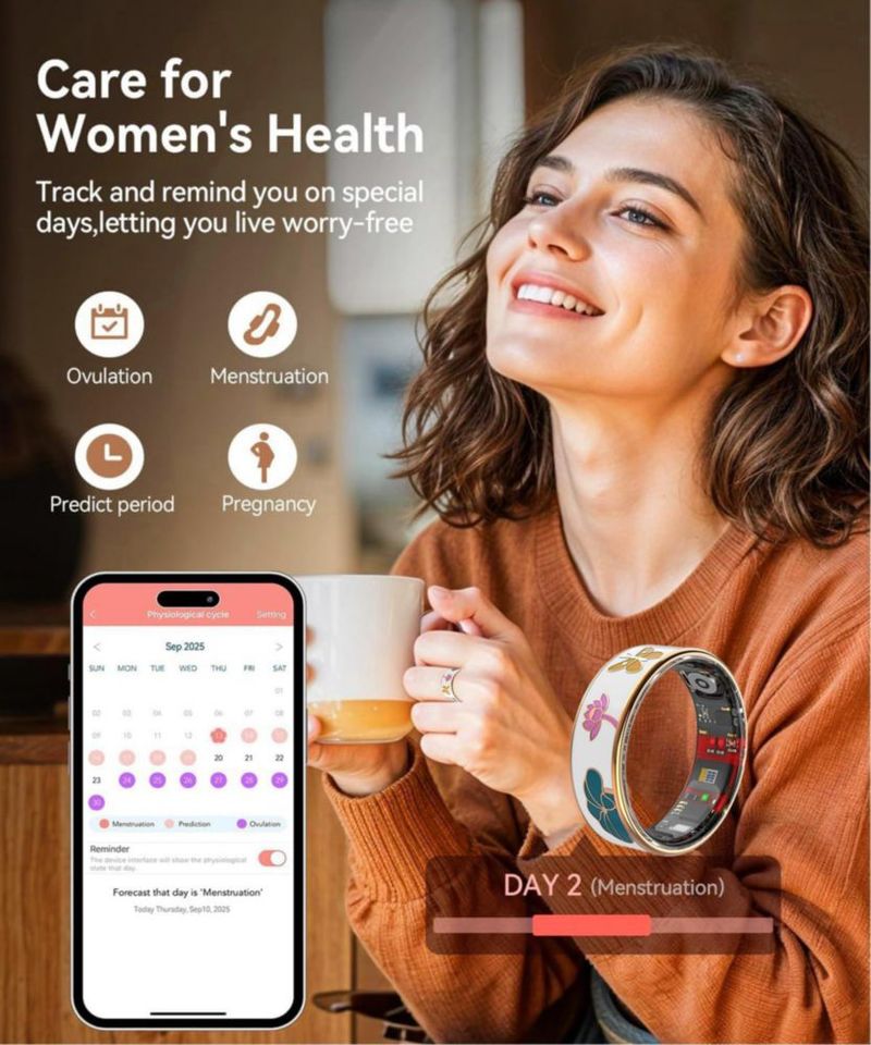 Anillo Inteligente TESKKR para Mujer - Tracker de Fitness 4‑5 g IP68