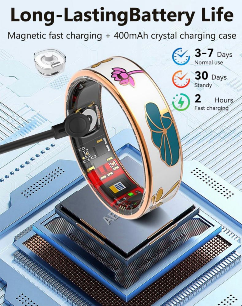 Anillo Inteligente TESKKR para Mujer - Tracker de Fitness 4‑5 g IP68