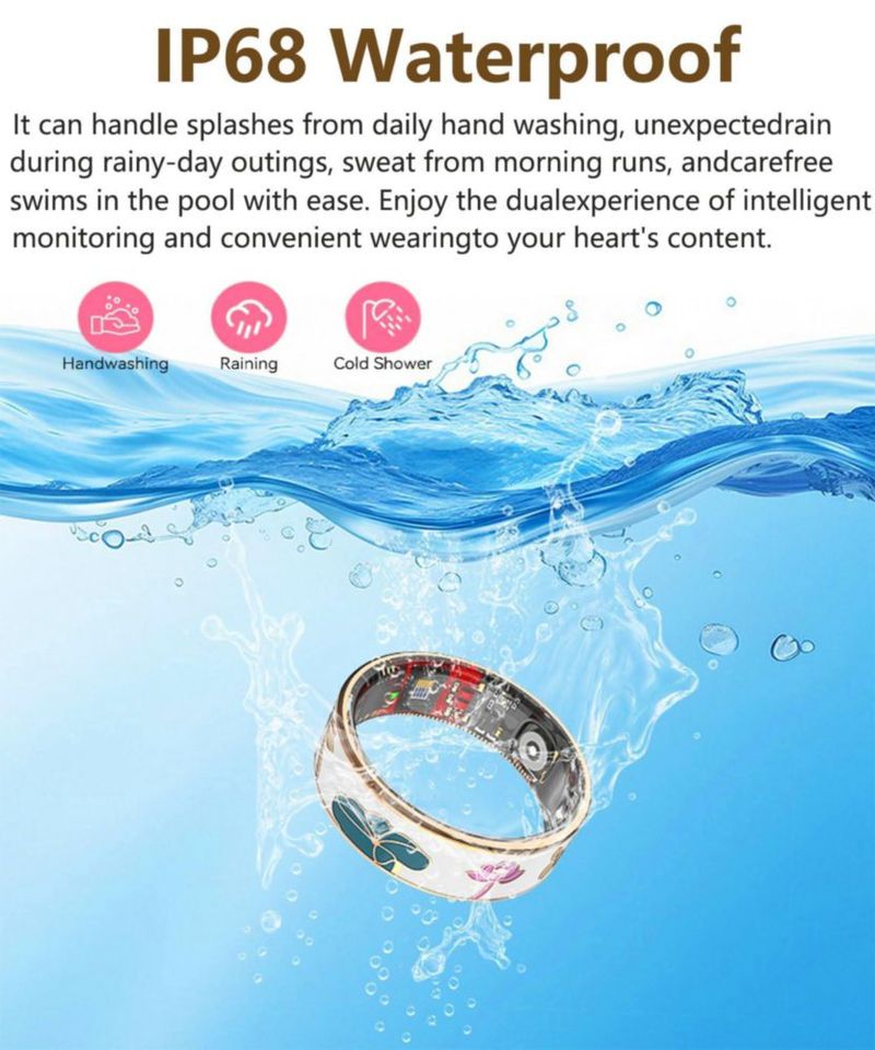 Anillo Inteligente TESKKR para Mujer - Tracker de Fitness 4‑5 g IP68