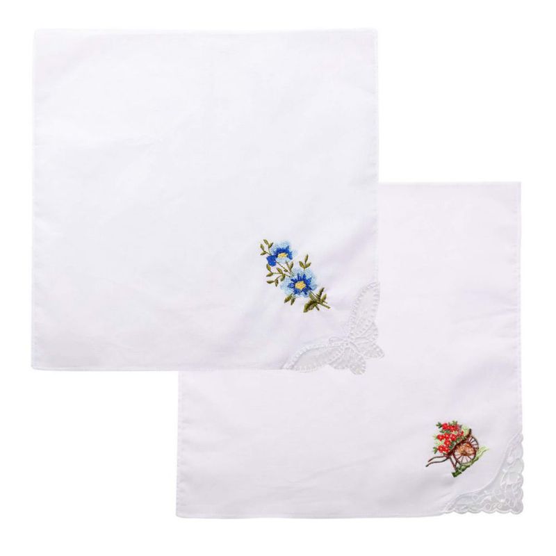 Paquetes de 18 pañuelos de algodón Geyoga 28 cm con encaje floral