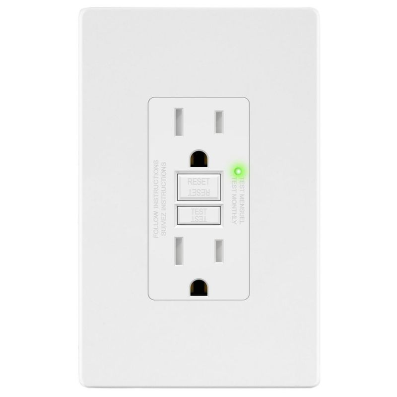 Enchufe GFCI LIDER 15 A Certificado ETL Blanco Mate