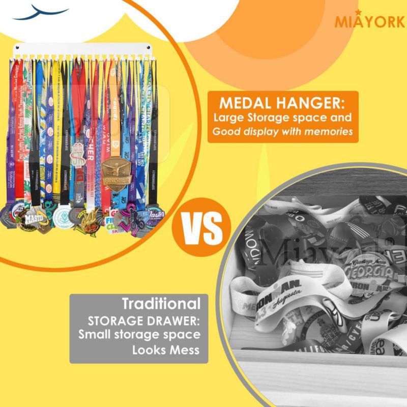 Colgador de Medallas Miayork 41 cm Blanco 20 Ganchos