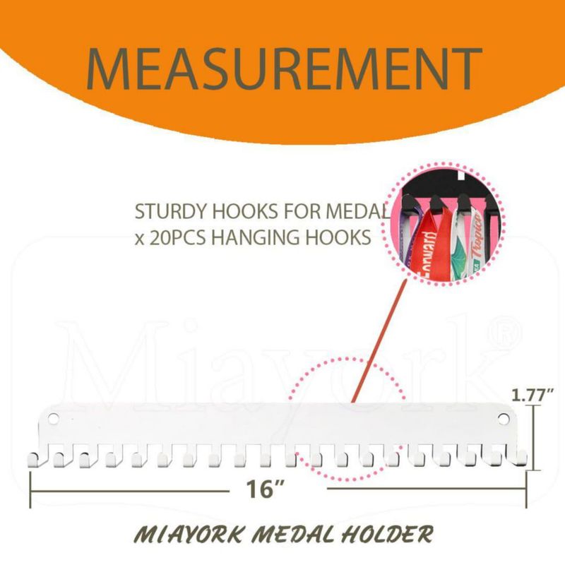 Colgador de Medallas Miayork 41 cm Blanco 20 Ganchos