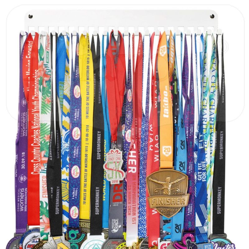 Colgador de Medallas Miayork 41 cm Blanco 20 Ganchos