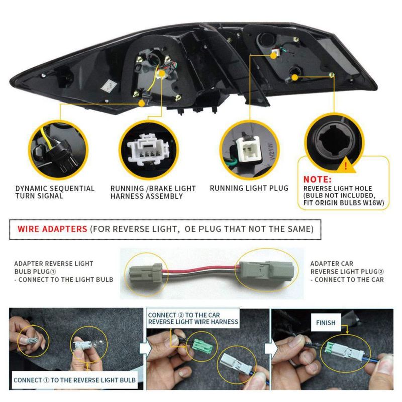 Luces traseras LED ahumadas YUANZHENG para Honda Accord 2013‑2015