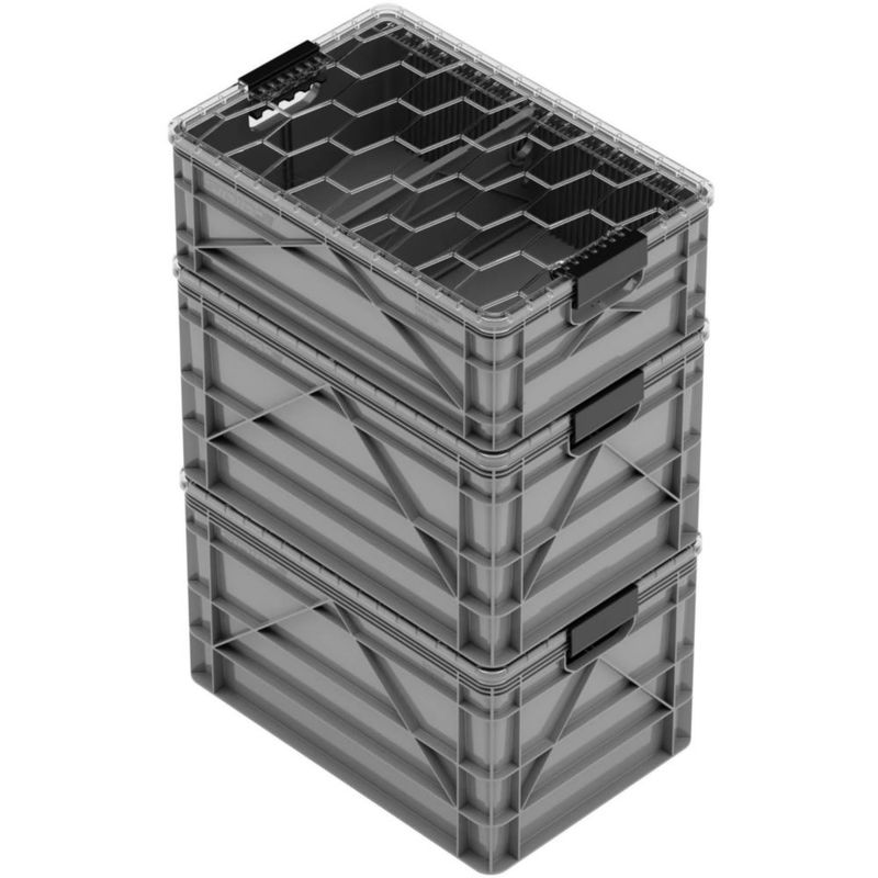 Cajas de almacenamiento SIDIO Starter Pack gris apilables