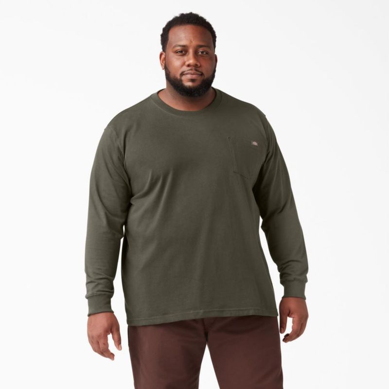 Camiseta Dickies de manga larga color verde musgo talla mediana