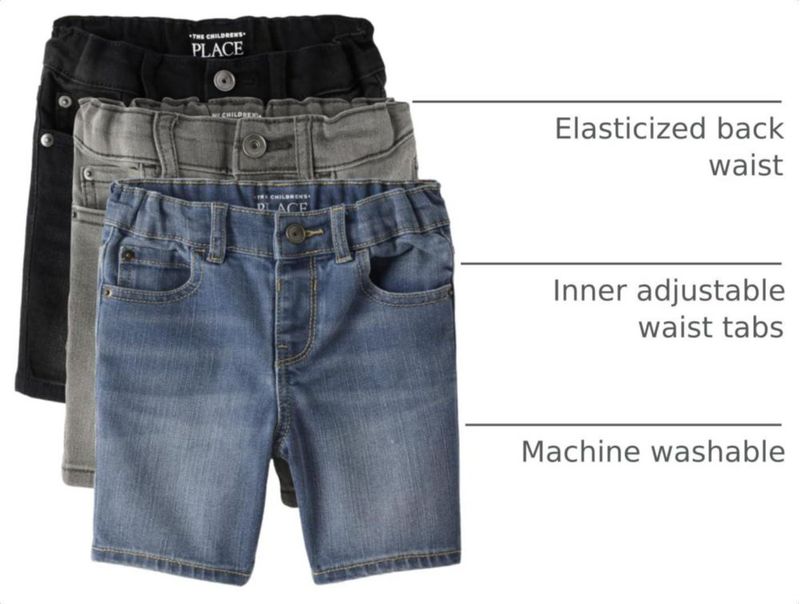 Pantalones cortos The Children's Place 4T pack de 3 (negro gris y azul)