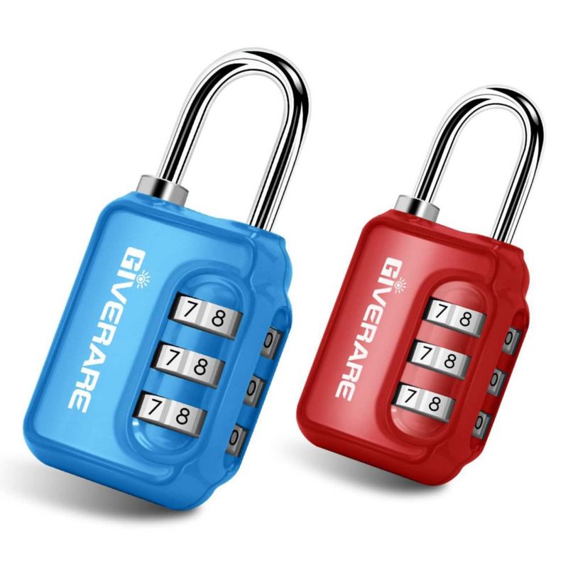 GIVERARE Pack de 2 Candados de Combinación de 3 Dígitos Reprogramables