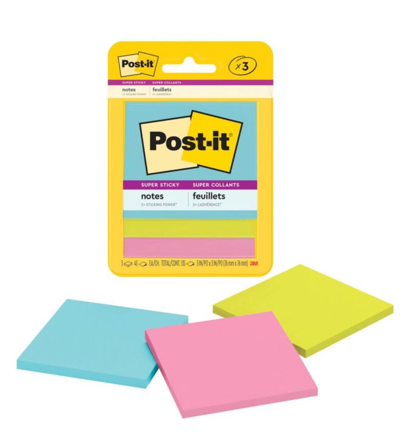 Notas adhesivas Post-it 76 cm 3 bloques Supernova Neón