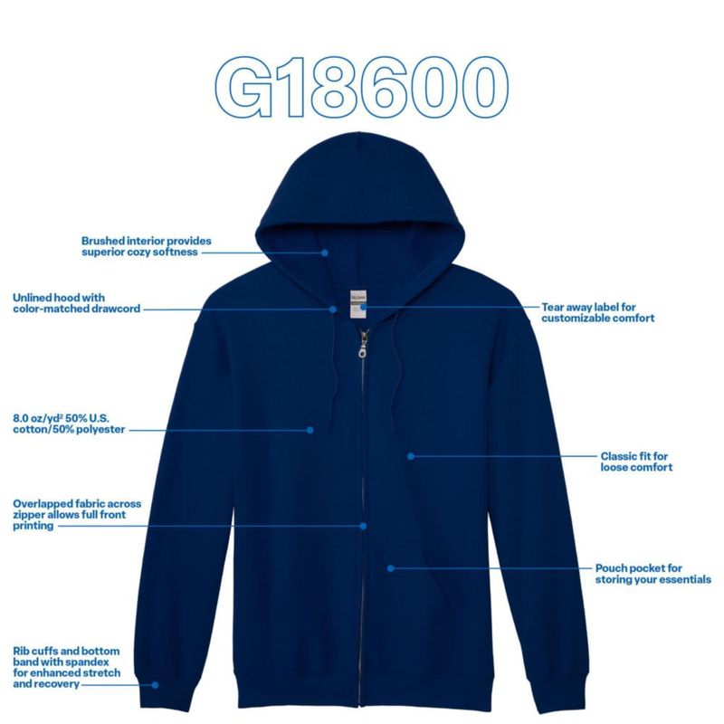Sudadera con capucha Gildan G18600 azul marino paquete de 24 talla grande