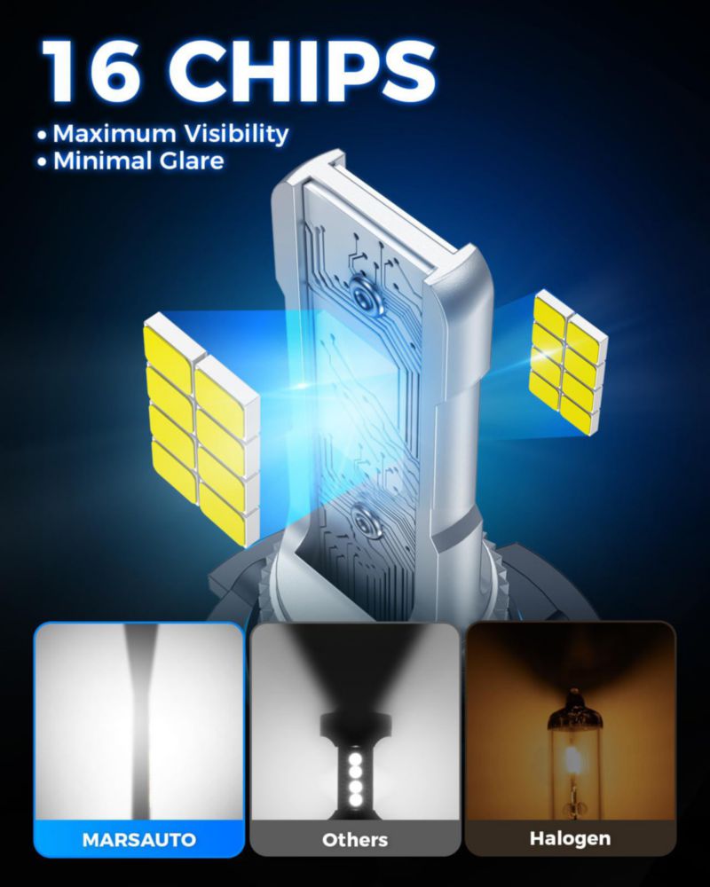 Bombilla LED Marsauto H13/H10 60000 lm 6500K (Juego de 4)
