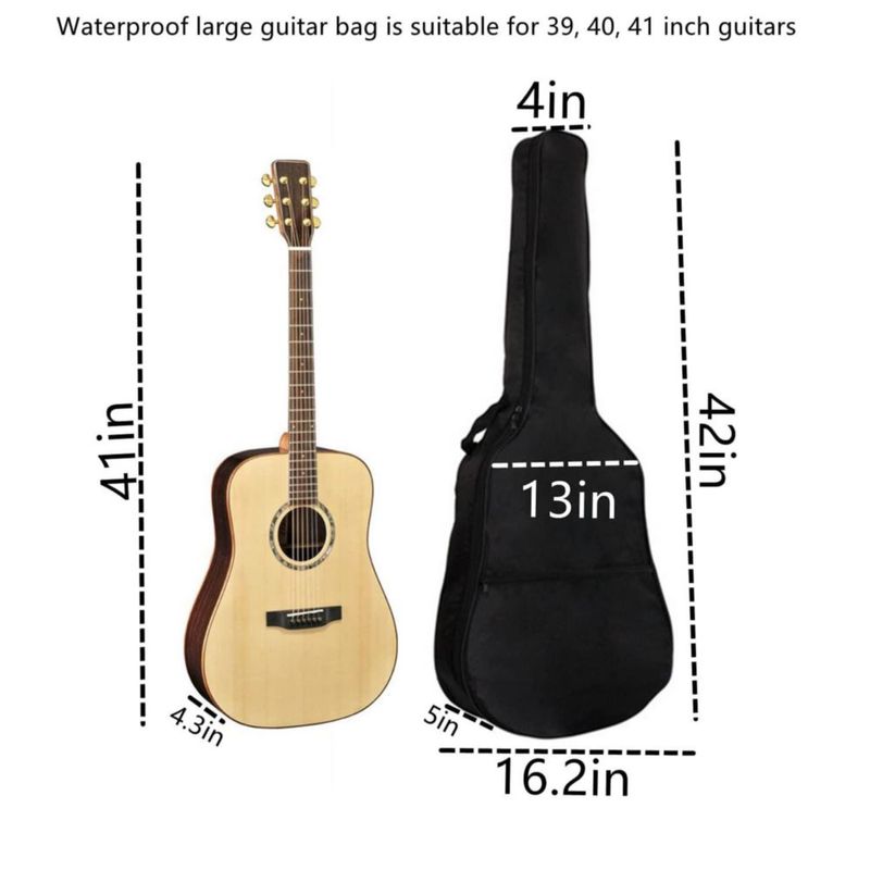 Bolsa para guitarra acústica DongAi de 41 pulgadas con correa ajustable