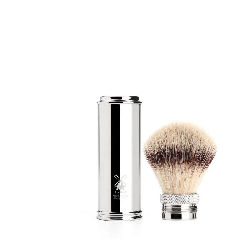 Cepillo de Afeitar MÜHLE Chrome de Fibra Silvertip para Viaje